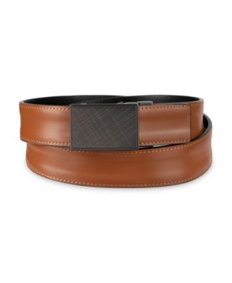 Men's Reversible Plaid Plaque Compression Locking Buckle Belt