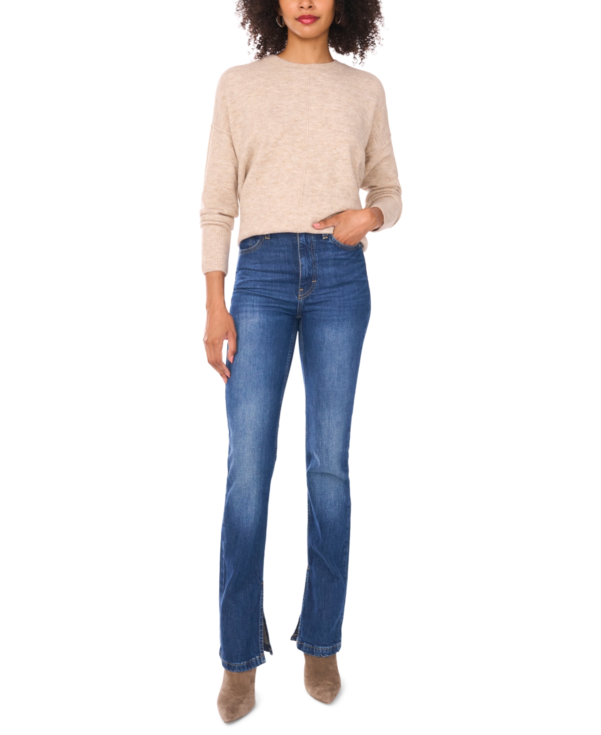 Vince Camuto Women's Cozy Crewneck Long-Sleeve Extend-Shoulder Sweater