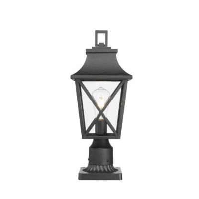Black Outdoor Pole Lantern Light with Pier Mount Base for Garden and Patio 2-Pack