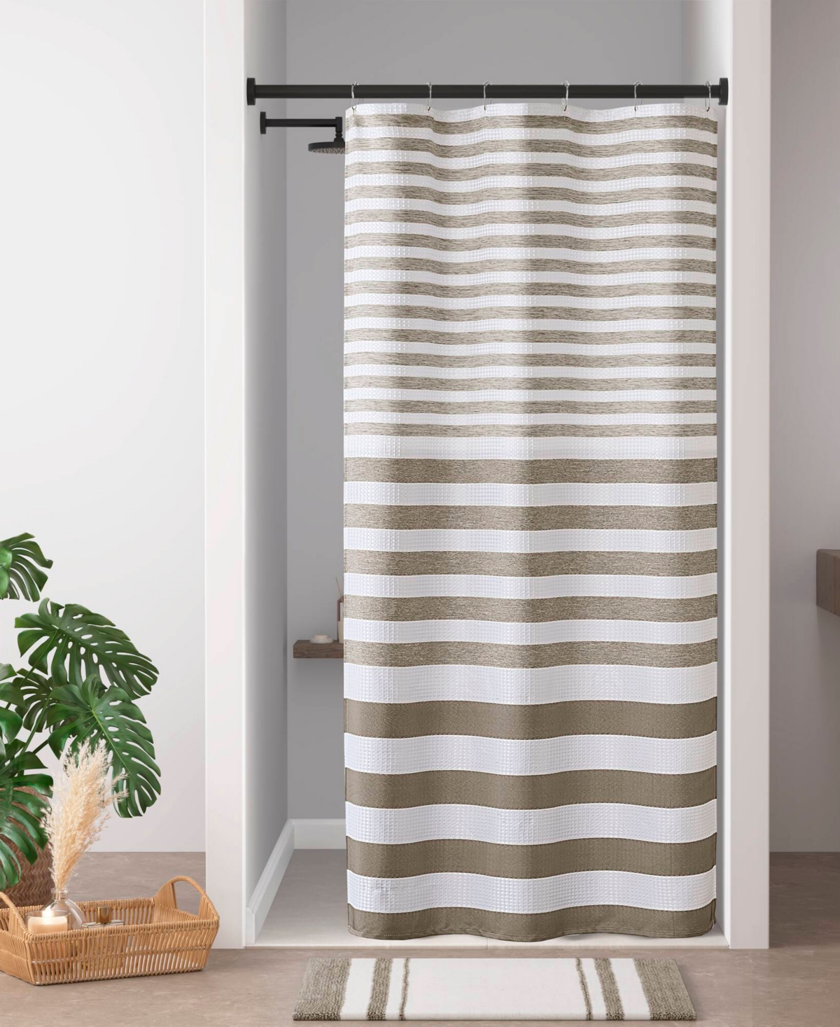 Madison Park Ariana Ombre Waffle Shower Curtain, 72" X 72" In Brown