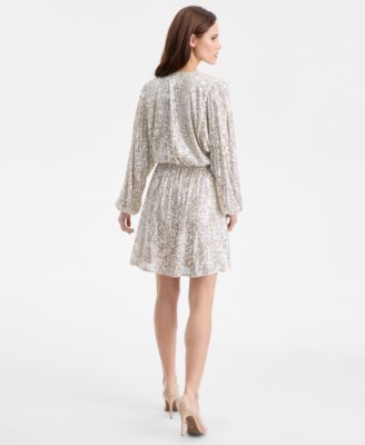 Women's Sequin Blouson-Sleeve Dress