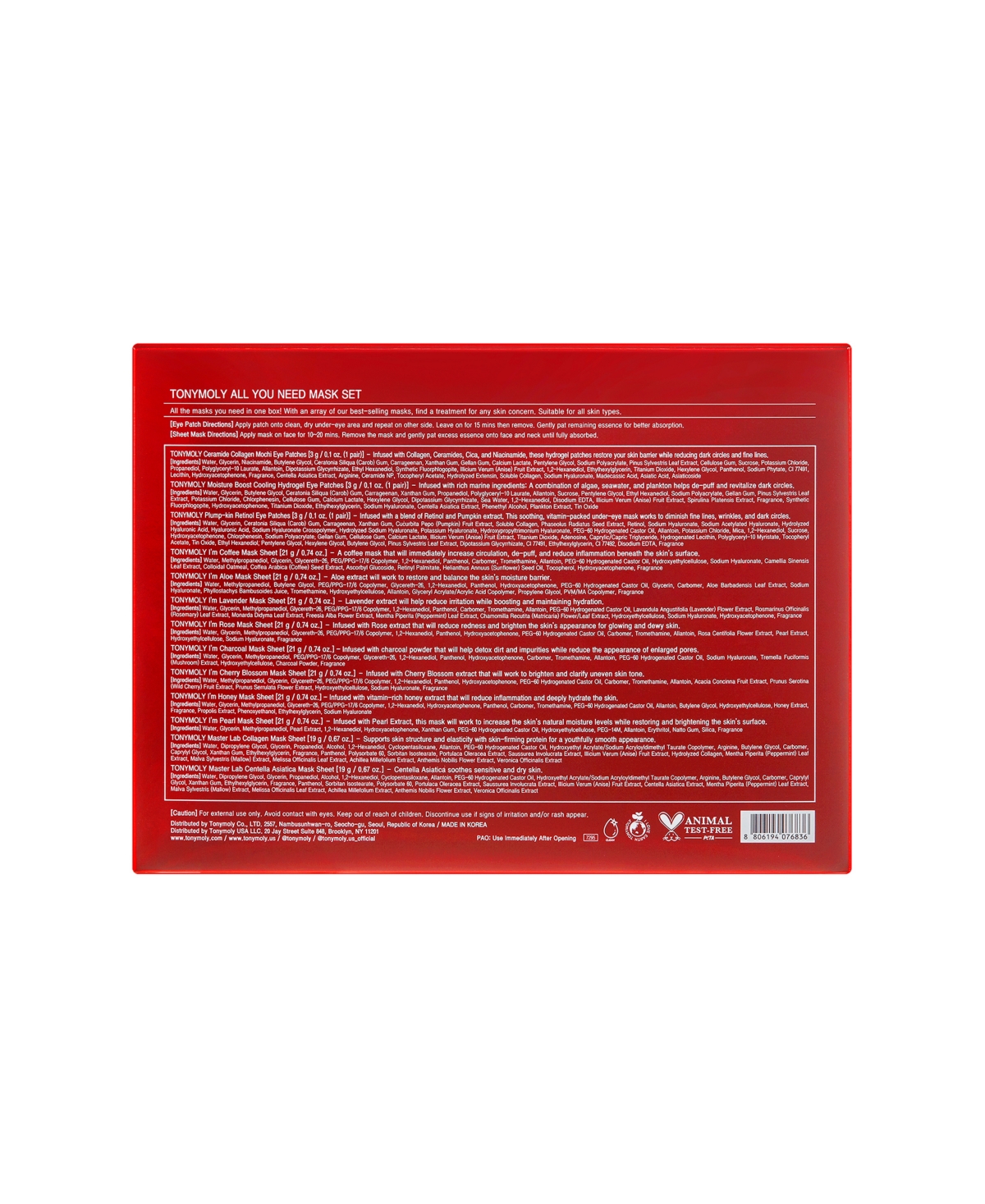Tonymoly 13-pc. 2025 All You Need Mask Set In Transparent