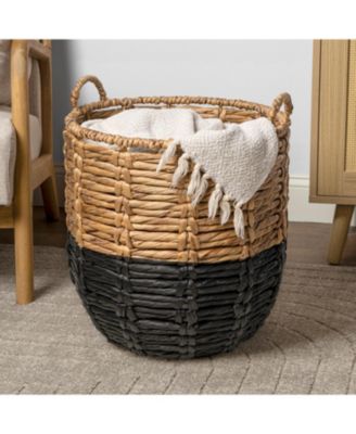 Jonathan Y Laurel 19.49" Bohemian Hand-Woven Abaca Hamper Basket with Handles