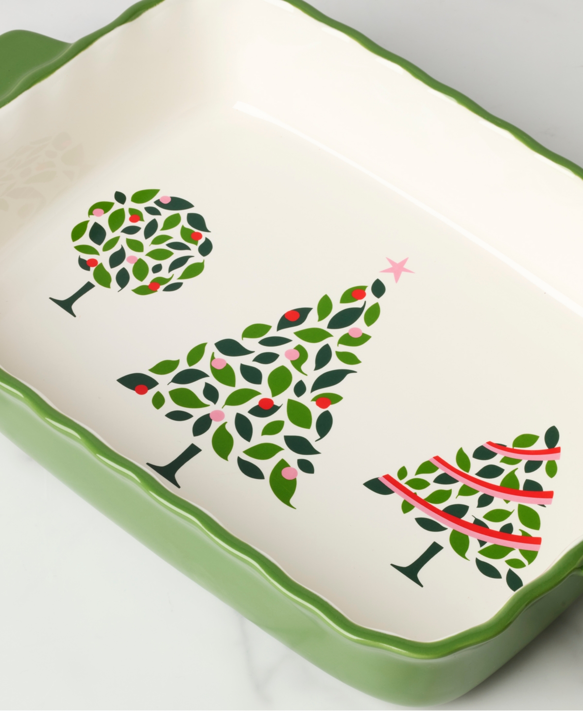 Kate Spade Evergreen Rectangular Scallop Baking Dish In Green