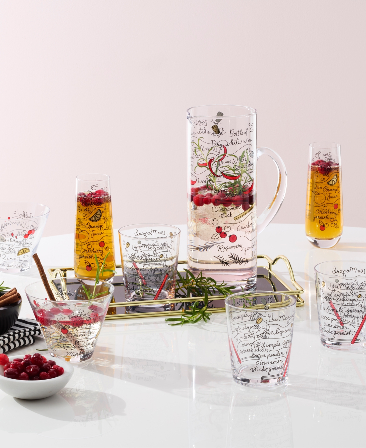 Kate Spade Make Merry Stemless Martini Glasses, Set Of 4 In Multi