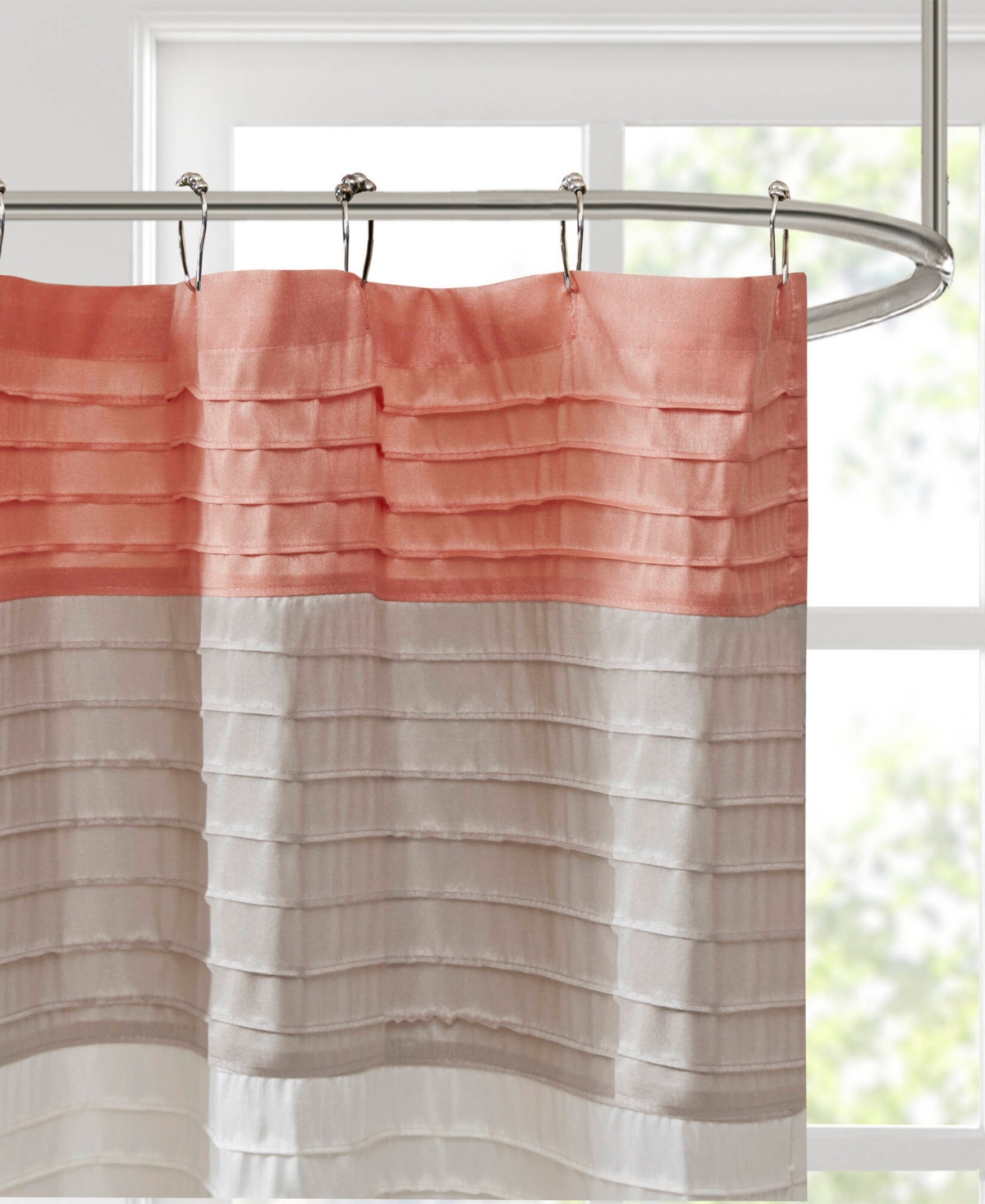 Madison Park Amherst Faux Silk Shower Curtain, 72" X 84" In Orange