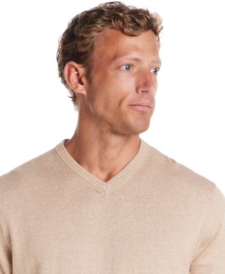 Men's Cotton Cashmere Holiday V-Neck Sweater