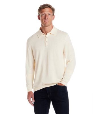 Men's Cotton Cashmere Long Sleeve Polo Sweater