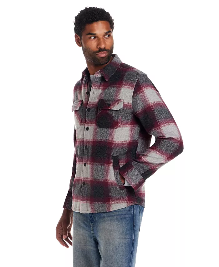 Wool Blend Brushed Plaid Shirt Jacket - thumbnail 6