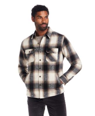 Wool Blend Brushed Plaid Shirt Jacket