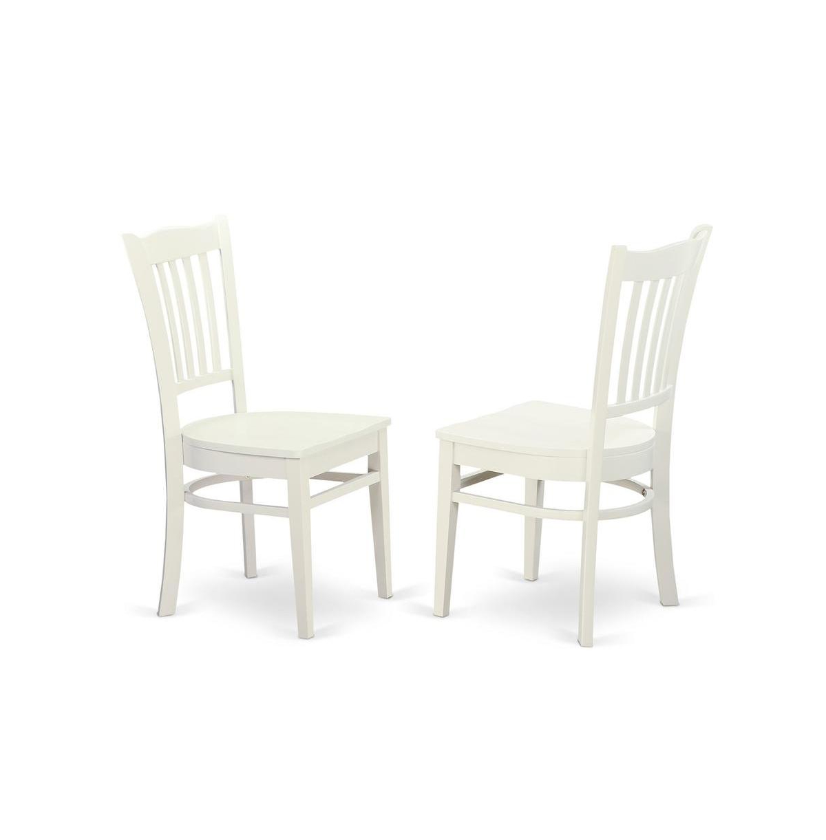 East West Furniture 5 Piece Table and Chairs Dining Set - Linen White Wood Table and 4 Linen White Wooden Chairs with Slatted Back