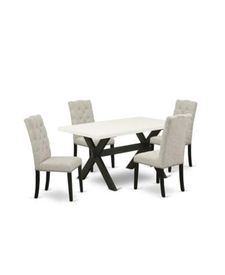 5-Piece Dinette Set with 4 Upholstered Parson Chairs and Rectangular Table
