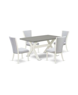 5-Piece Dinette Set Includes 4 Mid Century Dining Chairs with Upholstered Seat and Stylish Back-Rectangular Dining Table