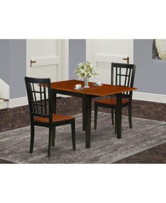3-Pc Rubberwood Panel-Back Rectangular Dining Set