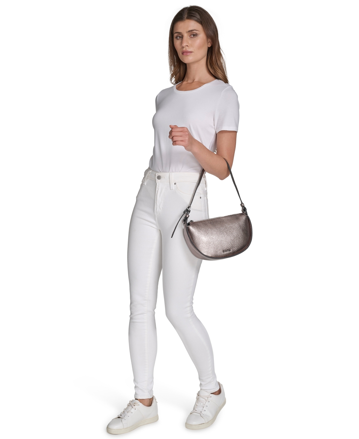 Calvin Klein Women's Gemma Metallic Shoulder Bag In Gray