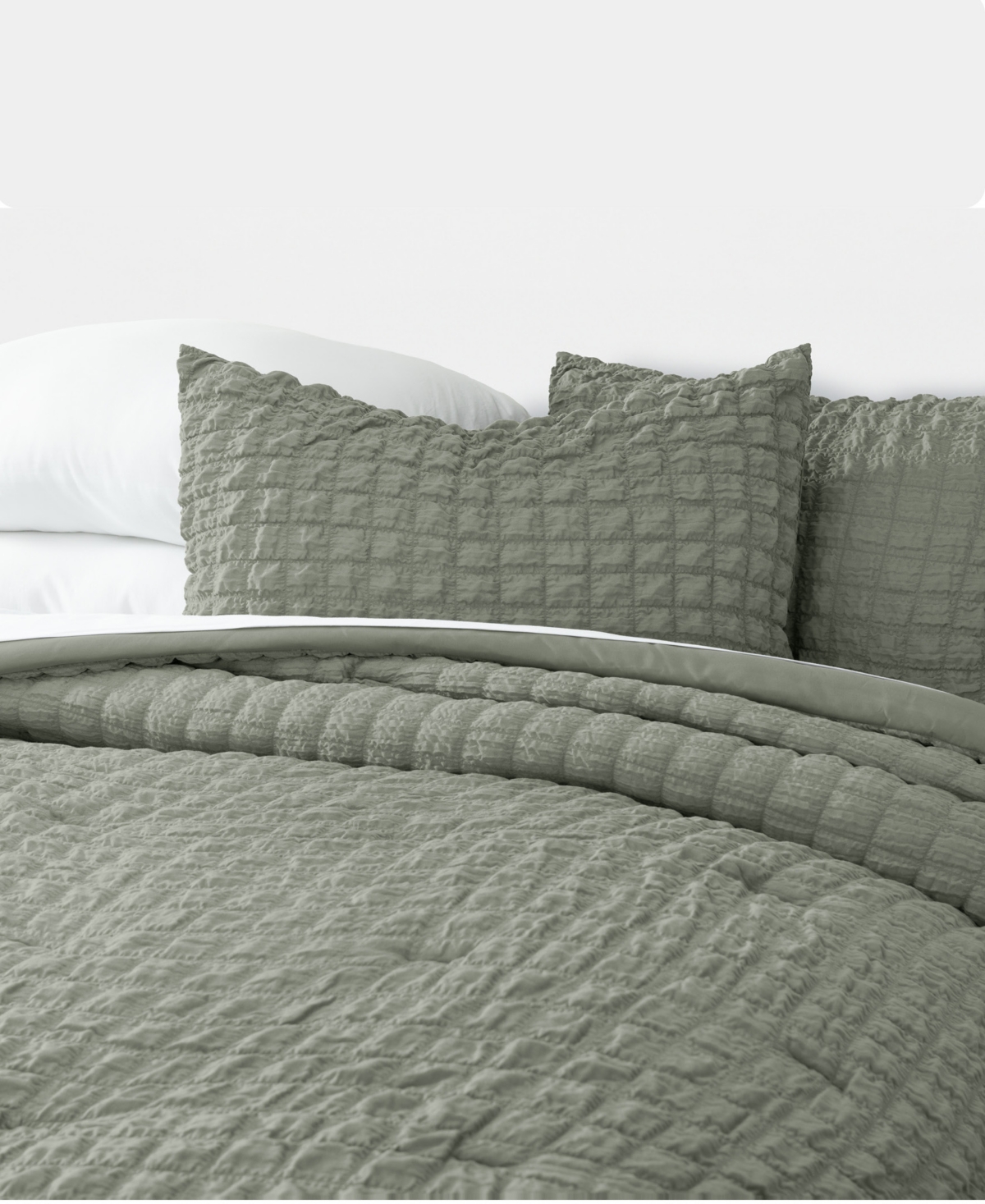 Ienjoy Home Textured Seersucker Box 3-pc. Comforter Set, Full/queen In Green