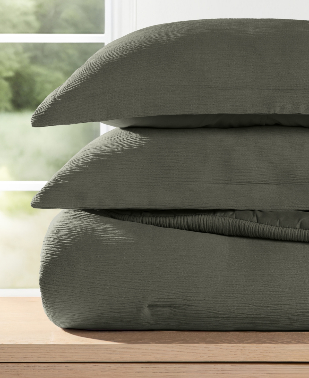 Ienjoy Home Cloud Weave Gauze 3-pc. Comforter Set, Full/queen In Green