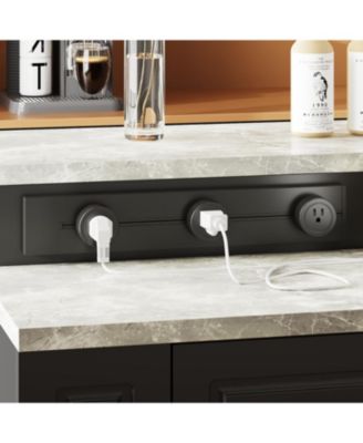 Large Kitchen Island with 4 Drawers, 4 Doors, sockets,dining table, coffee station and microwave rack for dining room