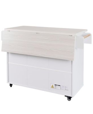 Rolling Kitchen Island with Drop Leaf and Trash Can Storage, Mobile Cart with Drawers & Cabinets for Small Kitchens-Maison Boucle