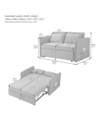 Chenille Sleeper Loveseat, Yellow Pull-Out Sofa Bed with Adjustable Armrests for Small Spaces & Guest Room-Maison Boucle