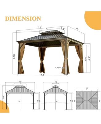 12-ft x 10-ft Hardtop Gazebo Brown Gazebo with Hardtop Roof