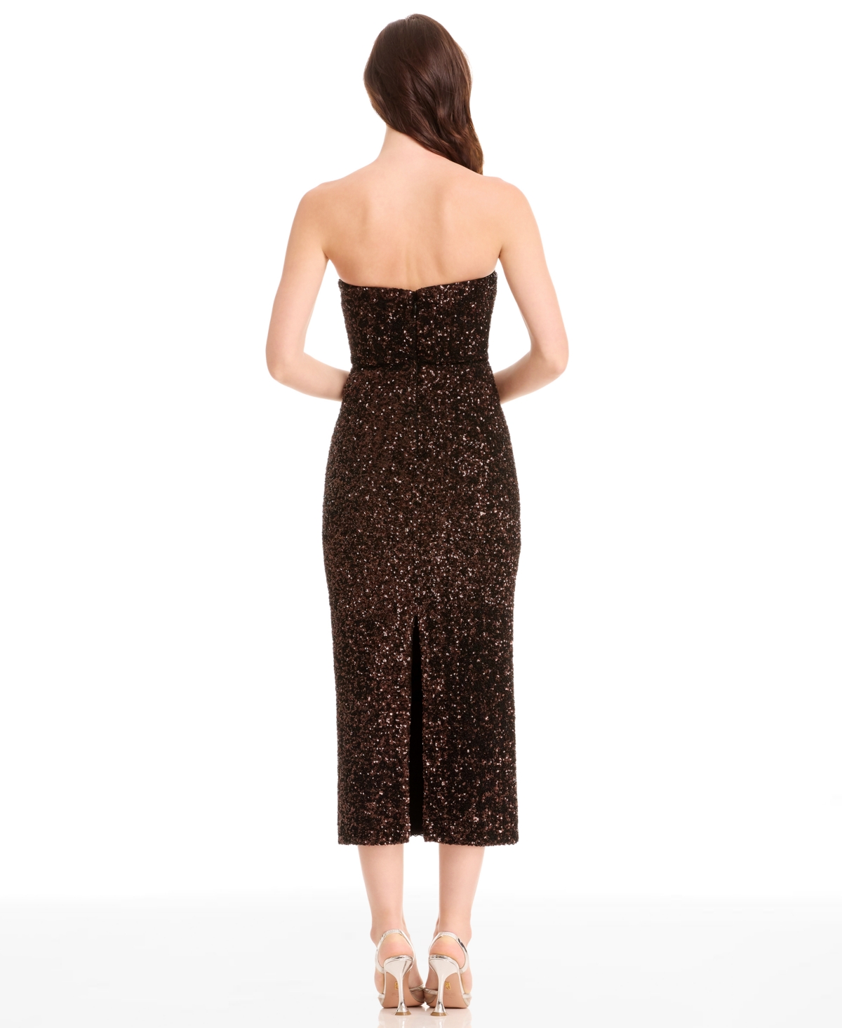 Dress The Population Vada Paillette Strapless Gown In Black