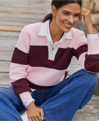 Women's Petite Drifter Rugby with Woven Collar Sweater