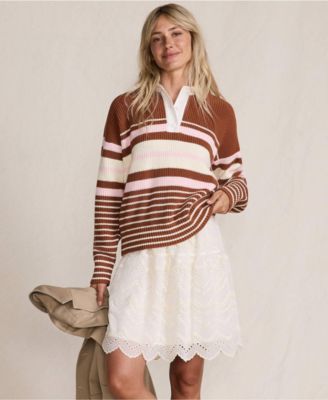 Women's Petite Drifter Rugby with Woven Collar Sweater