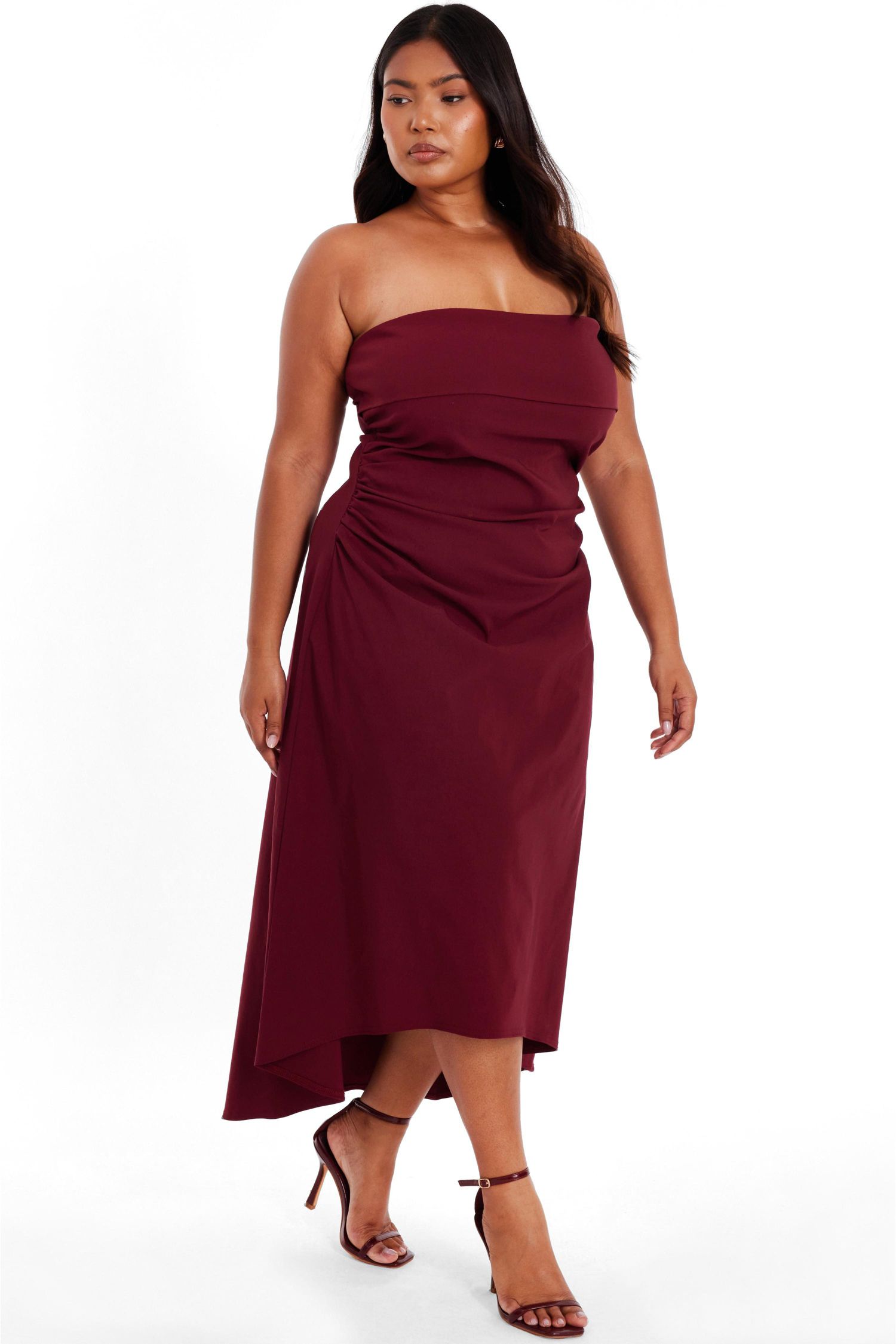 Plus Size Bengaline Bandeau Midi Dress