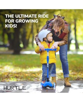 Lightweight and Adjustable Mini Kickboard  Scooter with LED Light Wheel for Kids (Blue)