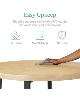 5-Piece Modern Round Counter Height Dining Set w/ 4 Chairs, 1.5in Thick Table