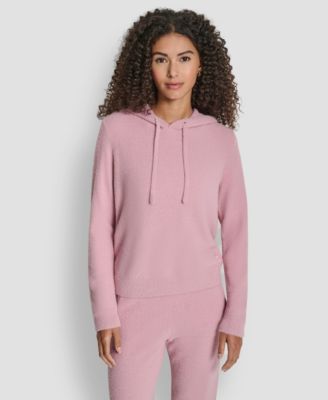 Women's Feather Yarn Hood Tonal Hoodie