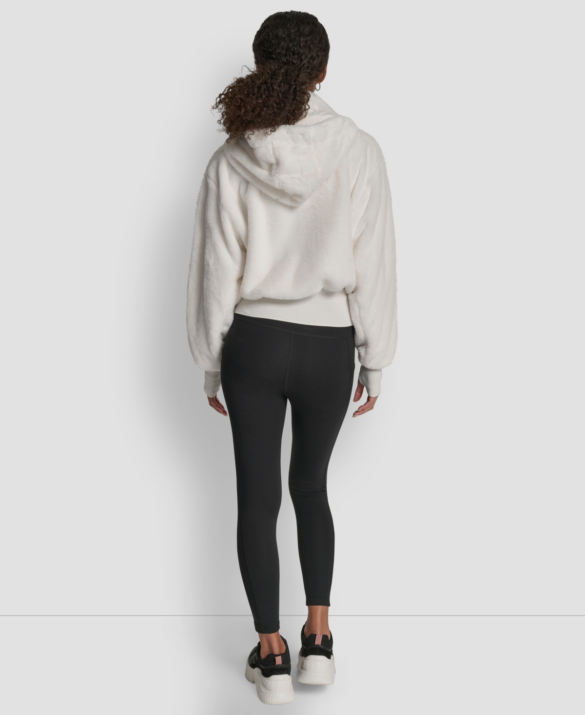 Dkny Sport Women's Faux-fur Zip-front Bomber Jacket In White