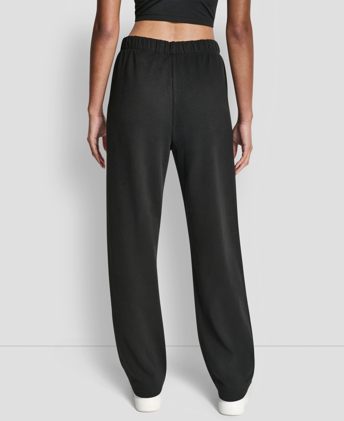 Dkny Women's Flocked Logo Boyfriend Open Leg Pants