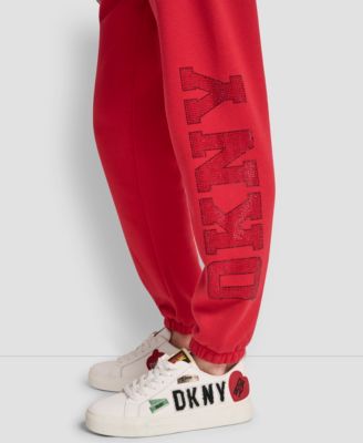 Women's Exploded Rhinestone Varsity Logo High Rise Relaxed Jogger