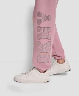 Women's Exploded Rhinestone Varsity Logo High Rise Relaxed Jogger