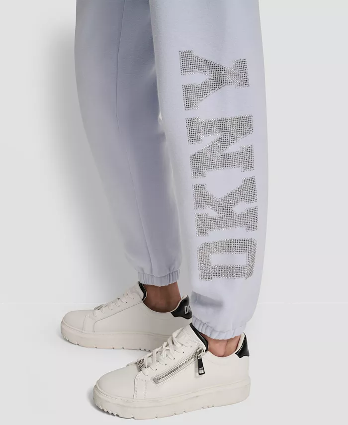 Women's Exploded Rhinestone Varsity Logo High Rise Relaxed Jogger - thumbnail 8