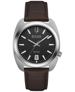 Bulova Accutron Ii Men's Brown Leather Strap Watch 40mm 