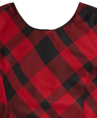 Girls' 7-16 Short-Sleeve Plaid Taffeta Dress