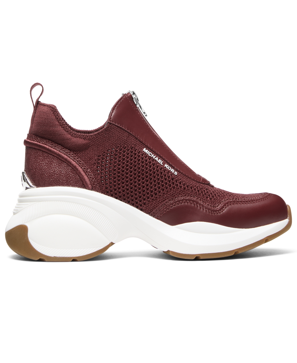 Michael Kors Zuma Mixed-media Trainer In Burgundy