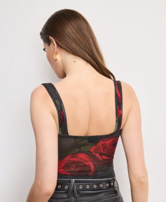 Women's Mesh Bustier Sleeveless Top, Regular and Plus Size