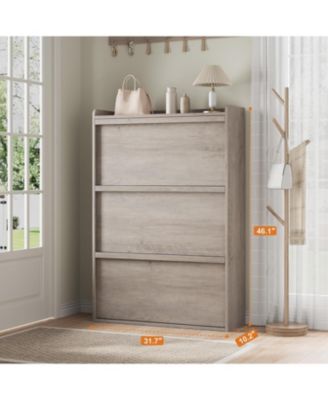 Shoe Cabinet with 3 Flip Drawers,Wooden Shoe Organizer Cabinet with Adjustable Shelf, Shoe Cabinet for Hallway,Entryway