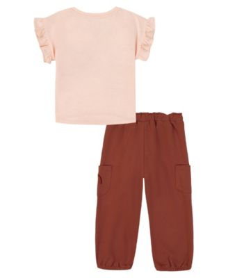 Girls' 2T-6X Ruffle Cuff Top and Pant, 2-Piece Set