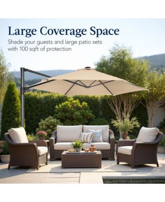 10ft 360° Rotating Cantilever Offset Hanging Patio Umbrella