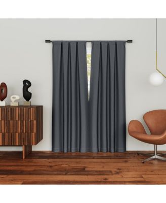 Parsons Herringbone Magnetic Closure 100% Blackout Rod Pocket Curtain Panel Pair