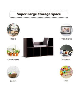 6 Cubby Kid Storage Cabinet Cushioned Bookcase Multi-Purpose Reading Shelf