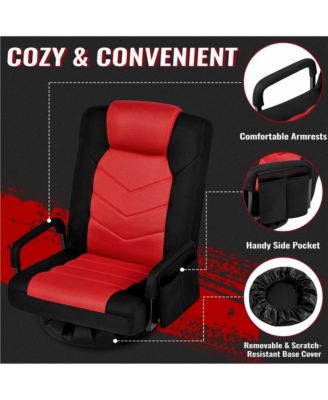 Reclining Swivel Floor Gaming Chair Black/ Red