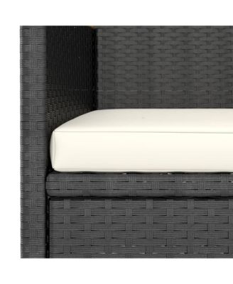 4 Piece Patio Chair and Stool Set Poly Rattan Black