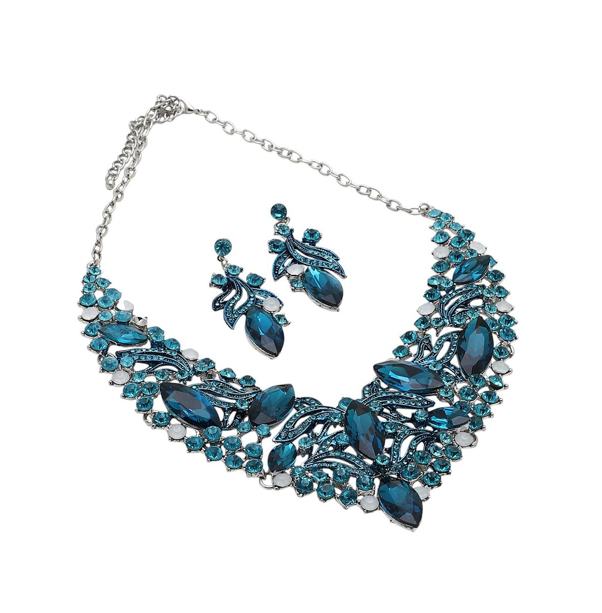 Sohi Rhinestones Jewellery Set In Green