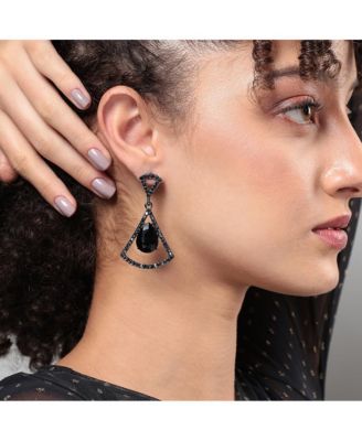 Stone Bow Drop Earrings